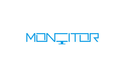 Monitor text, typography logo design.