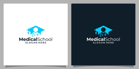 College, Graduation cap, Campus, Education logo design and medical doctor logo illustration graphic design.