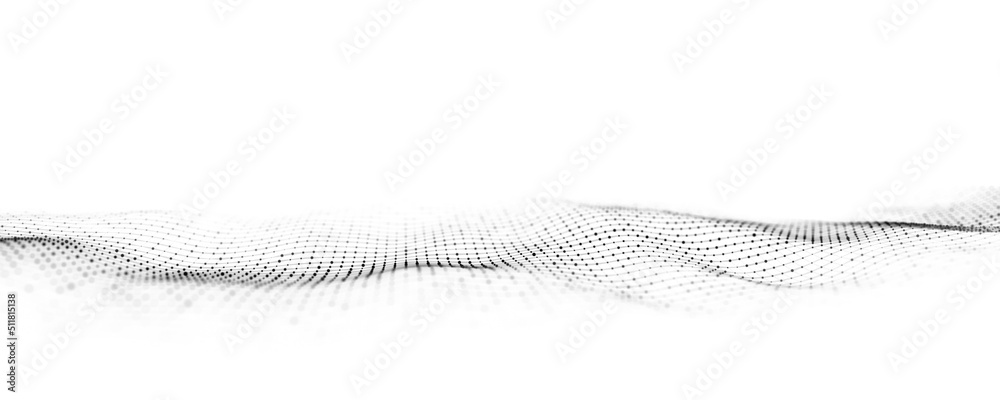 Poster futuristic moving wave. digital white background with moving particles and lines. big data visualiza