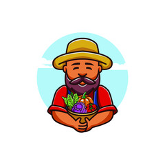 Farmer character logo. Farmer template logo illustration. vector.