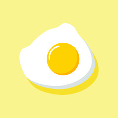 Fried egg isolated on yellow background. Fried egg flat icon vector illustration