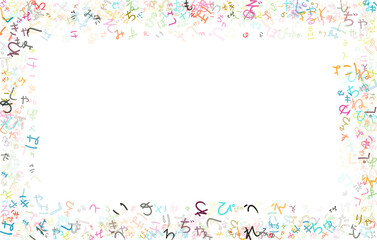 Colorful vector background made from Japanese Hiragana alphabets, scripts, letters or characters in flat style.