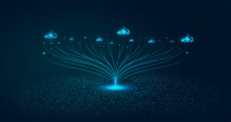 Multiple cloud symbol vector illustration, 2D cloud, 3D cloud, multi-cloud work connected data.