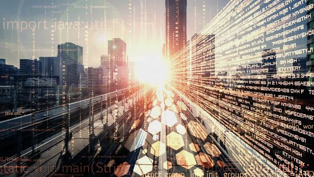 Software development, application programming code and tacit computer coding . Concept of smart digital transformation and technology disruption that changes global trends in new information era .
