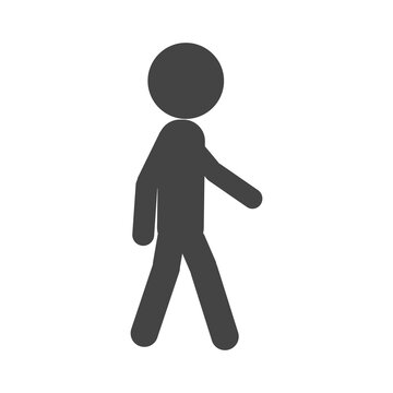 Vector illustration of male stick figure walking, stick man doing walk sign