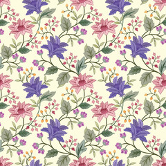 Blooming flowers design seamless pattern for fabric  textile  wallpaper.