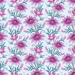 Tuinposter Bloeiende paarse bloemen naadloze patroon voor stof textiel behang. © teerawat