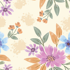 Watercolor flowers seamless pattern. This pattern can be use for fabric  Textile wallpaper  background.