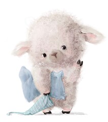 Cute little sheep and pillow - 511819582