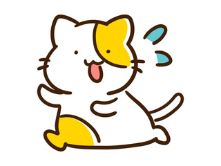 慌てて追いかけるかわいいねこのデフォルメイラスト