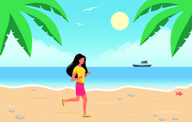 Fototapeta na wymiar ocean beach vector illustration vector image summer tropical background. summer beach sea 