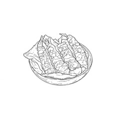 hand drawn Crispy hot shrimp in tempura