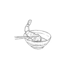 hand drawn Crispy hot shrimp in tempura