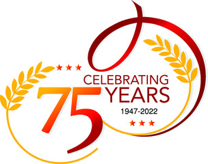 75 Years Celebration anniversary vector illustration easy to edit. 