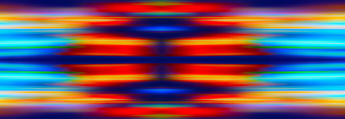 Abstract Rainbow light trails on the blue background. Motion blur illustration design.