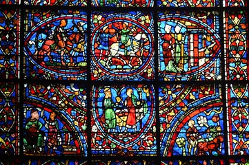Wall murals Stained vitrail de la cathédrale de Chartres en France