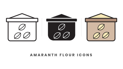 Amaranth flour icon. In lineart, outline, solid, colored styles. For wesite design, mobile app, software