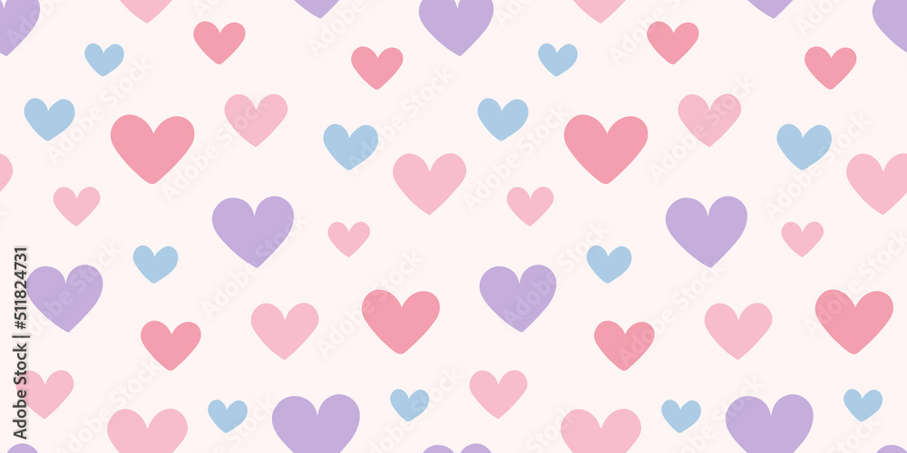 Poster colorful hearts vector background seamless pattern tile