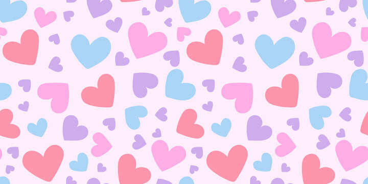 Pastel hearts pattern background, vector wallpaper