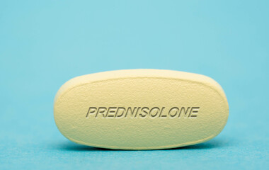 Obraz na płótnie Canvas Prednisolone Pharmaceutical medicine pills tablet Copy space. Medical concepts.