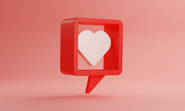 Heart icon in social media notification text frame.