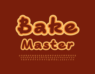 Vector creative logo Bake Master. Modern Bright Font. Handwritten Alphabet Letters and Numbers set