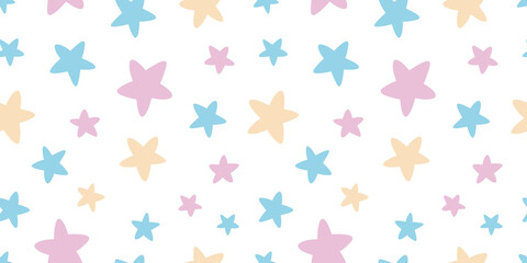 Cute pastel stars, seamless vector pattern, repeating background