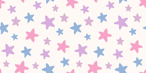 Colorful vector background with stars, seamless pattern