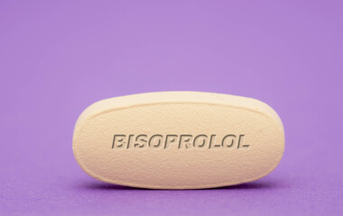 Bisoprolol Pharmaceutical medicine pills  tablet  Copy space. Medical concepts.