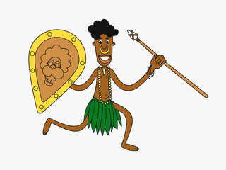 Black native with spear and shield. © d_odin