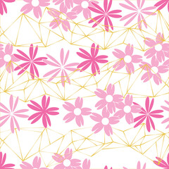 Vector white background white pink cherry tree flowers and cherry blossom sakura flowers. Seamless pattern background