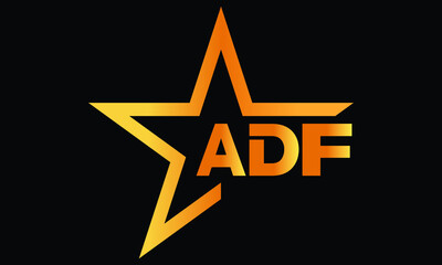 ADF golden luxury star icon three letter logo design vector template. royal logo | luxury logo | jewelry logo | premium logo | iconic logo | Victoria logo |	