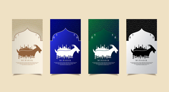 Collection of Colorful Eid al adha mubarak design template Stories