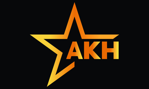 AKH golden luxury star icon three letter logo design vector template. royal logo | luxury logo | jewelry logo | premium logo | iconic logo | Victoria logo |	