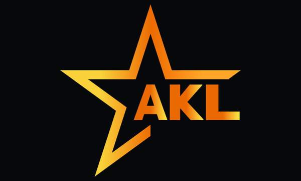 AKL golden luxury star icon three letter logo design vector template. royal logo | luxury logo | jewelry logo | premium logo | iconic logo | Victoria logo |	