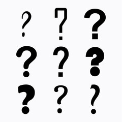 Set of Question icon mark, help or ask bubble graphic symbol, web faq vector illustration