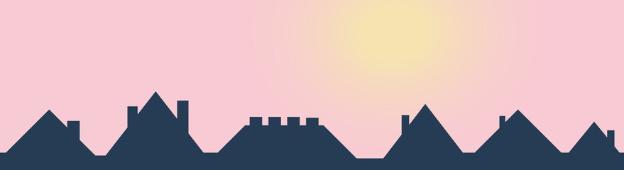 Roofs house silhouette icon, city concept template panorama, landscape vector illustration