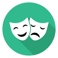 Set of Theater face mask icon shadow, emotion actor comedy and drama symbol, festival sign vector illustration