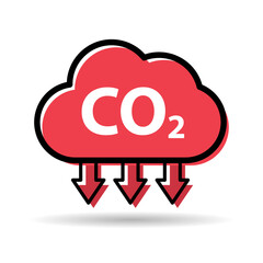 CO2 reduce cloud icon shadow, clean global emission, environment eco design symbol vector illustration