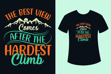 Hiking quotes typography t-shirt design with mountain vector