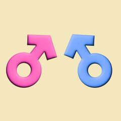 Gender sign male, blue and pink.