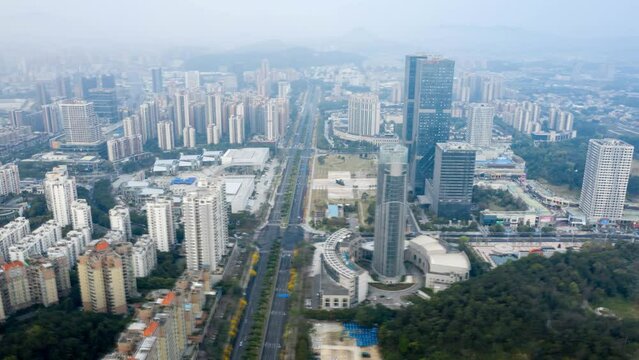 aerial traffic time-lapse photography/guangdong jiangmen city square street