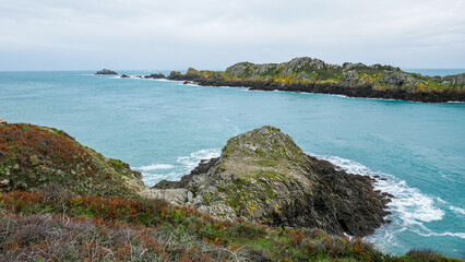Sea and cliff, Pointe du Grouin, Cancale, Brittany, France