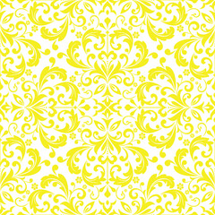 Fototapeta na wymiar Flower geometric pattern. Seamless vector background. White and yellow ornament