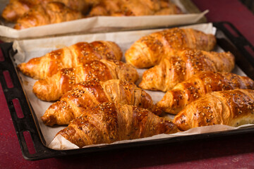 croissants on a baking sheets