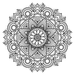 Vector indian mandala outline decorative round 