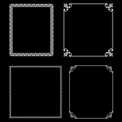 Set of decorative frames Elegant vector element for design in Eastern style, place for text. Floral black and white borders. Lace illustration for invitations and greeting cards.