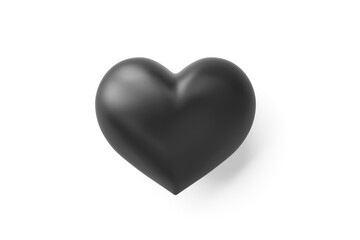 3d black heart on a white background. Concepts of love rejection. symbols represent equality Racial and Gender Diversity or heartbroken, disappointed in love. clipping path. 3D Illustration.