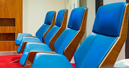 Row of business chairs in a meeting room