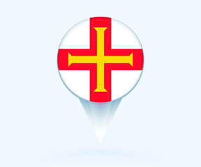 Map pointer with flag of Guernsey.